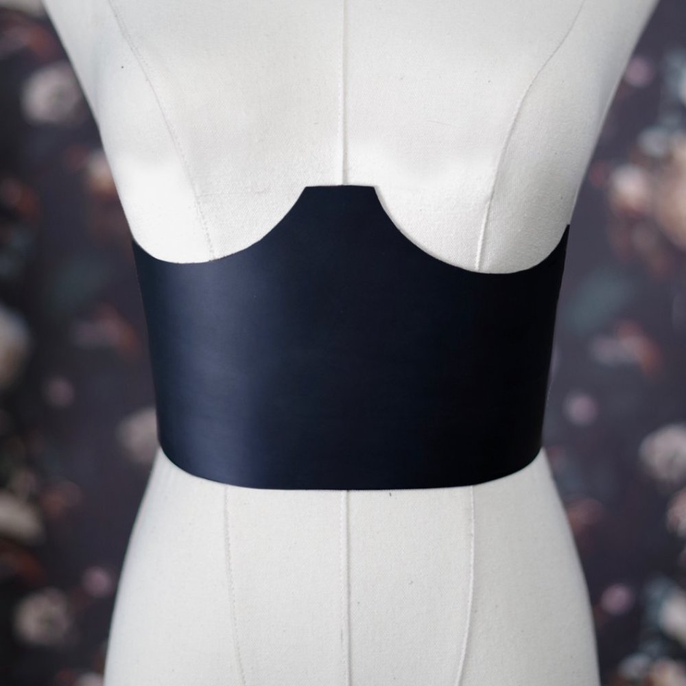 Bustier Corset Belt in Matte Black Leather